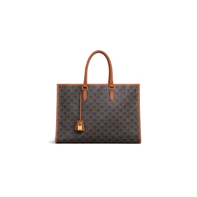CELINE TRIOMPHE CANVAS CALFSKIN HORIZONTAL CABAS TAN 197912BZJ.04LU (43*30*10cm)